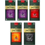 Set mixt 5X capsule cafea Jacobs Espresso, toate aromele, 50 de capsule de aluminiu, compatibile cu Nespresso Original, 260 g