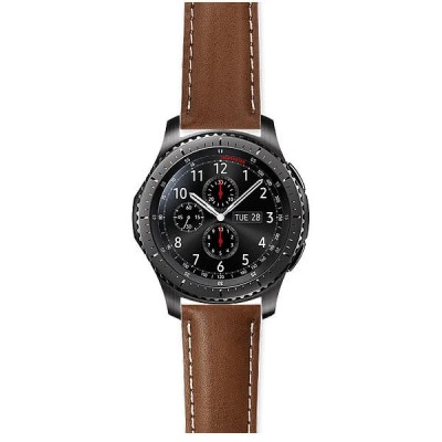 Curea din piele Edman compatibila Samsung Gear S3, Quick Release, 22mm, Maro inchis foto