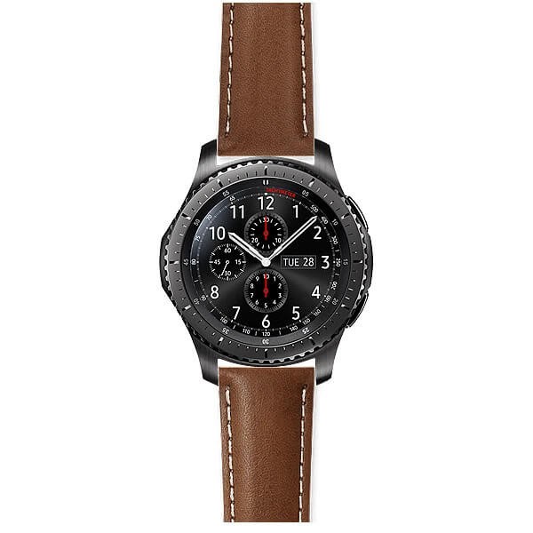Curea din piele Edman compatibila Samsung Gear S3, Quick Release, 22mm, Maro inchis