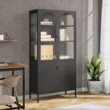 VidaXL Dulap &icirc;nalt, negru, 90x40x180 cm, sticlă și oțel