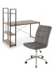Set birou cu rafturi HM Narvik B1, cadru metalic, PAL melaminat, 120x64x120 cm, stejar sonoma/negru si scaun stofa tip catifea SL Q020, inaltime regla