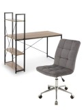 Set birou cu rafturi HM Narvik B1, cadru metalic, PAL melaminat, 120x64x120 cm, stejar sonoma/negru si scaun stofa tip catifea SL Q020, inaltime regla