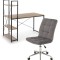 Set birou cu rafturi HM Narvik B1, cadru metalic, PAL melaminat, 120x64x120 cm, stejar sonoma/negru si scaun stofa tip catifea SL Q020, inaltime regla