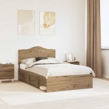 vidaXL Cadru de pat Stejar artizanal 120 x 200 cm Lemn de pin masiv 3413334