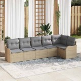 vidaXL Set de canapele pentru grădină cu pernă 6 pcs Bej Rattan poli