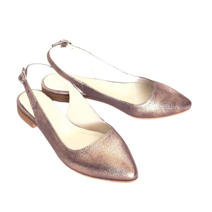 Balerini decupati din piele bronz sidef Lia