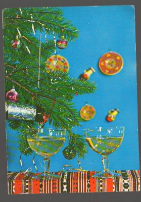 CPIB 20225 CARTE POSTALA - FELICITARE DE ANUL NOU. PAHARE CU SAMPANIE, BRAD foto