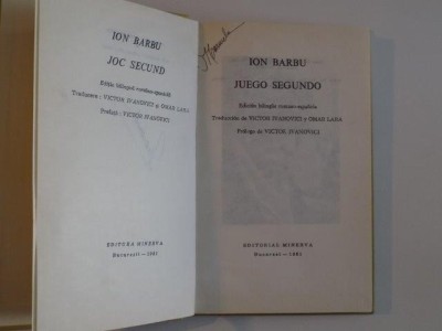 JOC SECUND de ION BARBU , 1981 foto