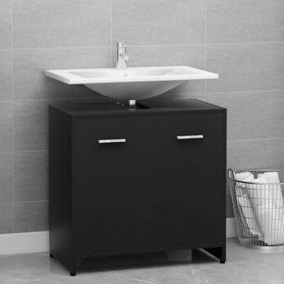 vidaXL Dulap de baie, negru, 60x33x61 cm, lemn prelucrat foto