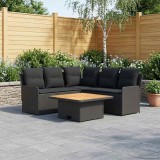 vidaXL Seturi de mobilier cu pernă 4 pcs Negru Ratan PE 3422174