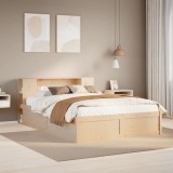 vidaXL Cadru de pat fără saltea, 135x190 cm, lemn masiv de pin 3323425