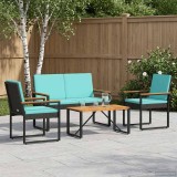 vidaXL Set de Mobilier pentru Exterior cu pernă 4 pcs Negru și Turcoaz 42025329
