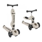 Trotineta 2 in 1 transformabila in tricicleta, pentru copii, inaltime ajustabila pe trei dimensiuni, frana progresiva, roti iluminate in miscare, gri