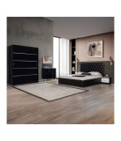 DORMITOR 20LUX NEGRU-SIFONIER FARA OGLINDA + COMODA CU OGLINDA