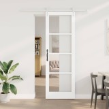 Set Ușă Glisantă cu Accesorii Alb 78x232 cm Lemn Masiv Pin