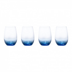 Set 4 pahare pentru vin - Mikasa- Swirl Cobalt Stemless Wine Glass 16.5OZ | Creative Tops