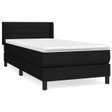 Cumpara ieftin Pat box spring cu saltea, negru, 90x200 cm, textil
