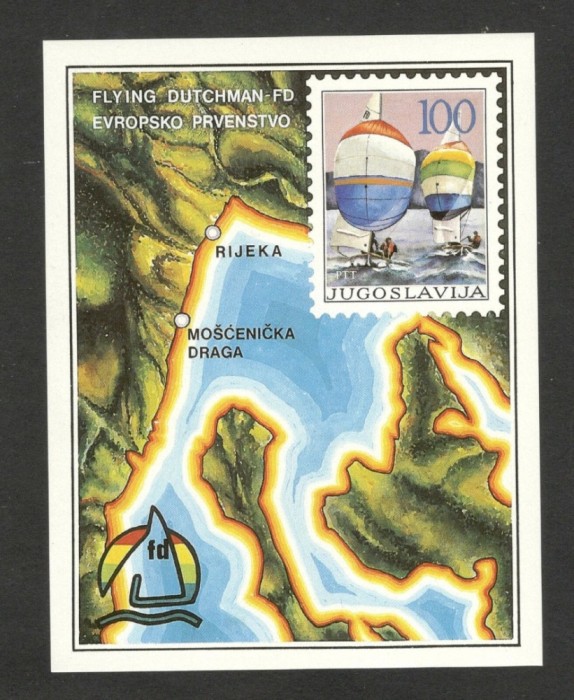 Iugoslavia 1986 - Navigație, Flying Dutchman class, colita neuzata