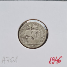 Portugalia 2.50 escudos 1946 argint