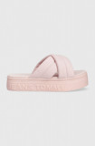 Tommy Jeans papuci femei, culoarea roz, cu platforma, EN0EN02116