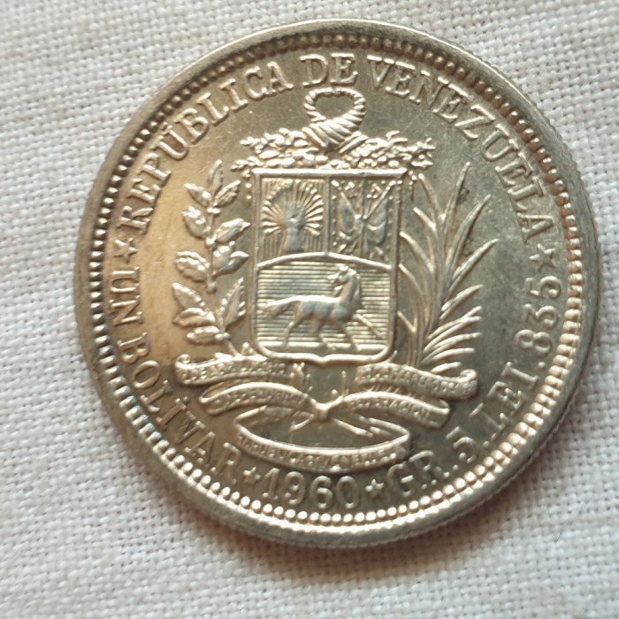 Moneda 1 Bolivar 1960 Venezuela argint perfect