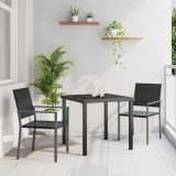 vidaXL Set de masă pentru grădină 3 pcs Negru Rattan poli