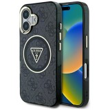 Husa iPhone 16 originala Guess IML Metal Glitter 4G Circle Triangle MagSafe, negru, GUHMP16SHG4PRTGK