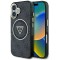 Husa iPhone 16 originala Guess IML Metal Glitter 4G Circle Triangle MagSafe, negru, GUHMP16SHG4PRTGK