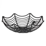 Bol din plastic pentru decoratiuni Halloween, model panza de paianjen, &Oslash;28x8cm, Negru si Portocaliu, CMCLASS