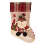 Cizmuliță Crăciun Moș Crăciun 3D Bordo Bej 40cm Poliester Decorativă Ornamente Brad Cadouri