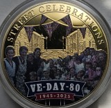 1/2 Half Dollar 2025 Solomon Islands, Street Celebrations, VE Day 80, Gold plated, Bunc, Charles III, capsula