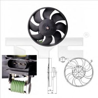Ventilator, radiator SEAT CORDOBA Vario (6K5) (1999 - 2002) TYC 831-0010