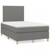 vidaXL Pat box spring cu saltea, gri &icirc;nchis, 120x190 cm, textil 3269917