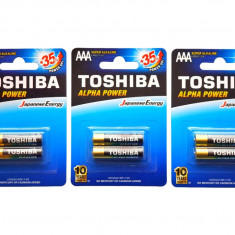 Set 6 Baterii Super Alkaline AAA, LR03, 1.5V, Toshiba Alpha Power