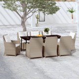 VidaXL Set de mobilier pentru grădină, 9 piese, maro
