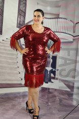 A773-81 Rochie eleganta de seara din paiete cu franjuri