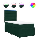 Cumpara ieftin Pat box spring cu saltea, verde inchis, 100x200 cm, catifea