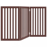 Cumpara ieftin Poarta pentru caini pliabila 3 panouri maro, 150 cm, lemn plop