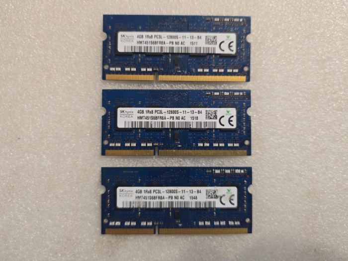Memorie RAM laptop Hynix 4GB PC3-12800 DDR3-1600MHz 1.35V Low Voltage