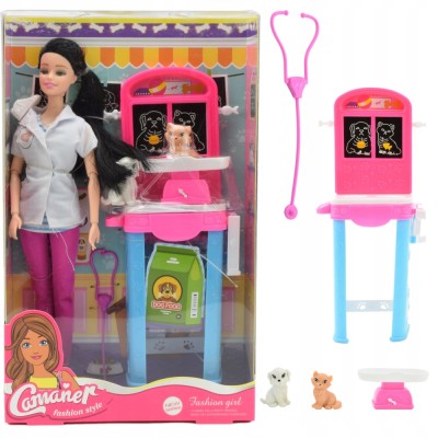 PĂPUȘĂ DE TIP BARBIE VETERINARĂ ȘI SET DE ANIMALE foto