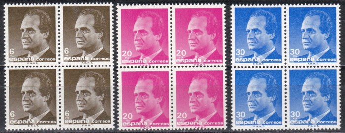 Spania 1987 - Regele Juan Carlos I - Noi valori, Bloc de 4, MNH