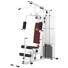 HOMCOM Stație Fitness Multifuncțională cu 4 Perne din Oțel și PU Alb | Aosom Romania