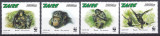 DB1 Fauna WWF Maimuta Bonobo Zair 1997 4 v. MNH, Nestampilat