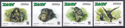 DB1 Fauna WWF Maimuta Bonobo Zair 1997 4 v. MNH foto