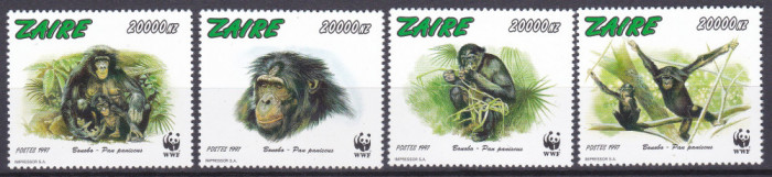 DB1 Fauna WWF Maimuta Bonobo Zair 1997 4 v. MNH