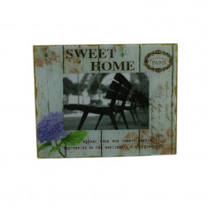 Rama foto sticla Sweet Home, suport pentru fixare birou, 10x15 cm, vintage foto