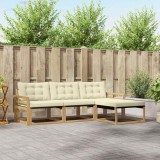 vidaXL Set de canapele de exterior cu pernă 4 pcs Alb și crem 3388564
