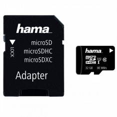 Card de memorie Hama MicroSDHC 32GB Class 10 UHS-I 80MB/s + Adaptor Negru foto