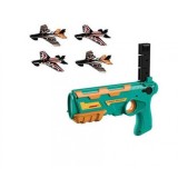 Pistol de jucarie tip lansator cu 4 avioane verde, Oem