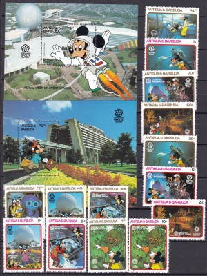 Antigua si Barbuda 1988 Disney cosmos MI 1126-1139 + 2 bl. 140, 141 MNH foto